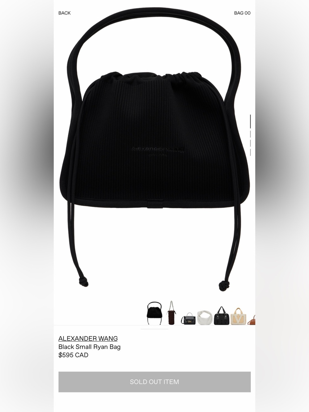 Alexander Wang Black Ribbed Knit Drawstring Crossbody Bag